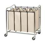4-Bag Heavy Duty Rolling Laundry Sorter Cart, Chrome
