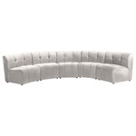 Meridian Furniture - Limitless Velvet Upholstered 5-Piece Modular Sectional, Cream - Invest in your home's comfort with this Limitless 5 Piece Sectional. This modular unit offers tons of flexibility in the number of ways that you can put each piece in the Limitless collection together to get the ideal customized look. Upholstered in cream velvet, this beautiful piece is soft and cool to the touch, so you can feel comfortable from every angle. Button and channel tufting add to this unit's upscale look and contemporary charm.