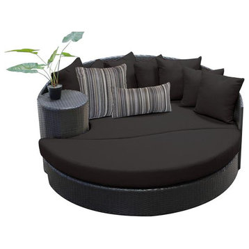 Belle Circular Sun Bed, Outdoor Wicker Patio Furniture, Black