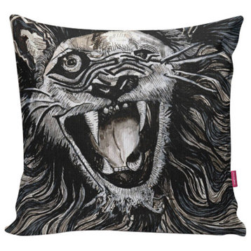 16"x16" Double Sided Pillow, "WAL Lion" by Willy Nicholas