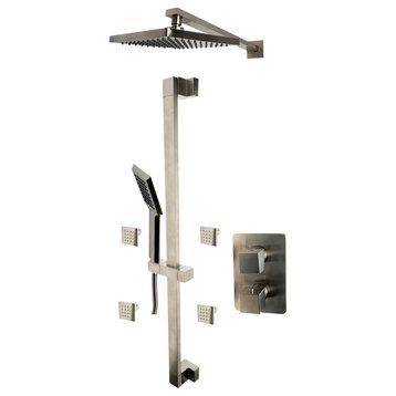 AB2287-BN Brushed Nickel 3 Way Thermostatic Shower Set with Body Sprays