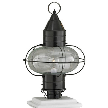Classic Onion Large Post Light, Bronze, Clear Glass