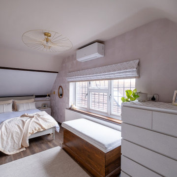 Soft, pale and feminine master bedroom, Essex