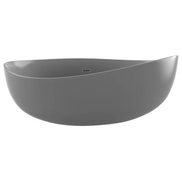 Newport 71" Solid Surface Freestanding Bathtub, Gray