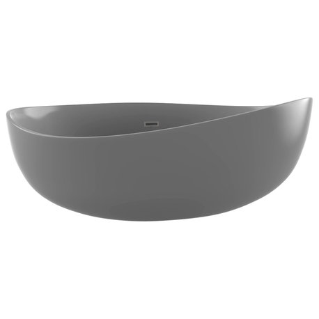 CastelloUSA Newport 71" Solid Surface Stone Resin Freestanding Bathtub, Gray