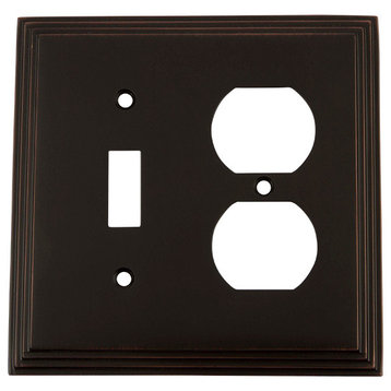 NW Deco Switch Plate With Toggle and Outlet, Timeless Bronze