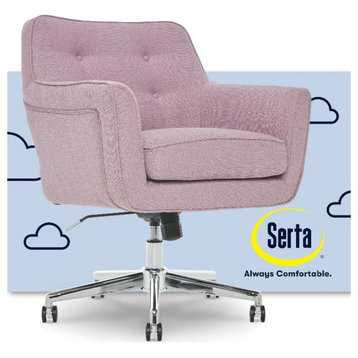 Serta Ashland Stylish Modern Mid-Back Desk Office Chair Twill Fabric Lilac