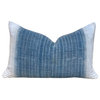 Lumbar Hmong Pillow, Denim Modern Nomad Lumbar Pillow, 14"x22", With Insert
