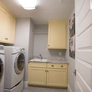 75 Beautiful Laundry Room With Yellow Cabinets Pictures ...