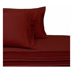 Royal Tradition - 600 TC 100% Long Staple Cotton Sheet Set, Burgundy, Queen - Sheet And Pillowcase Sets