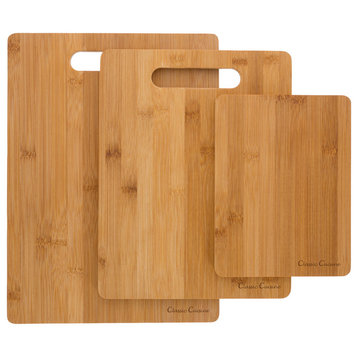 3-Piece Bamboo Cutting Board Set, Chopping/Serving Boards by Classic Cuisine
