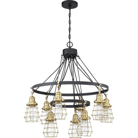 Craftmade Lighting 50629-FBSB Thatcher - Nine Light Cage Down 2-Tier Chandelier