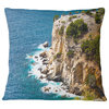 Rocky Cliff Coast Thassos Greece Seashore Throw Pillow, 18"x18"