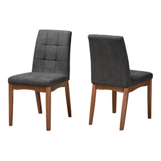 Whitby Scandinavian Modern Walnut Effect 2 Piece Dining Chair Set