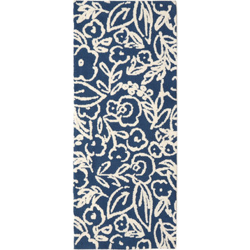 Simple Spaces Fab Floral Blue Foliage Runner Rug 21" X 54"