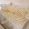 Zebra Print Cowhide Rug - Animal Print - Beige Stripes on Off White