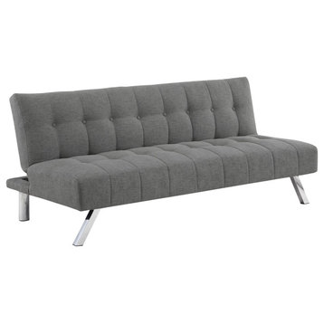 Sawyer Futon, Gray Fabric With Stainless Steel Legs