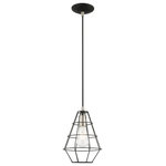 Livex Lighting - Livex Lighting 41322-04 Geometric Shade - 7.75" One Light Mini Pendant - Suspended from a simple black cord, this mini pendGeometric Shade 7.75 Black Black Metal Sh *UL Approved: YES Energy Star Qualified: n/a ADA Certified: n/a  *Number of Lights: Lamp: 1-*Wattage:60w Medium Base bulb(s) *Bulb Included:No *Bulb Type:Medium Base *Finish Type:Black