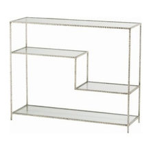 Lucite consoles, mag racks & waste baskets