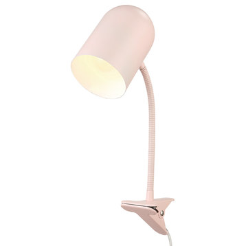 Matte Pink Clip-Arm Desk Lamp, Adjustable Arm