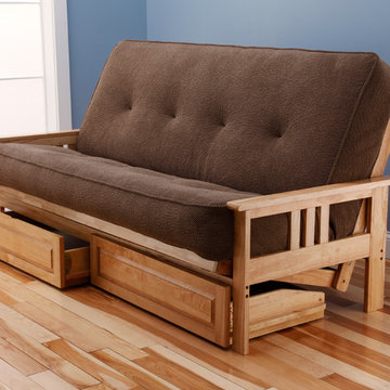 Monterey Natural Frame with Marmont Mocha Mattress and Storage Drawers