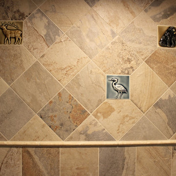 Log Cabin First Floor Bathroom with Tiled Shower ~ Hinckley, OH