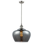 Innovations Lighting - 1-Light LED Large Fenton 11" Pendant, Brushed Satin Nickel, Glass: Plated Smoke - A truly dynamic fixture, the Ballston fits seamlessly amidst most decor styles. Its sleek design and vast offering of finishes and shade options makes the Ballston an easy choice for all homes.