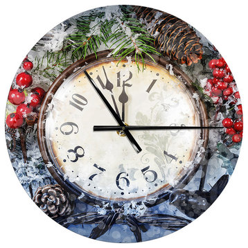 Christmas Atmosphere Oversized Rustic Metal Clock, 23x23
