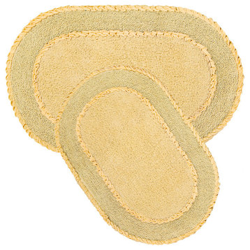Double Ruffle Collection Bath Rugs Set, 2 Piece Set, Butter
