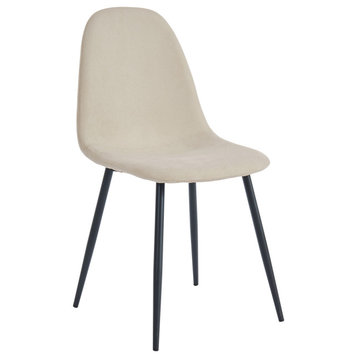 Set of 4 Mid-Century Fabric and Metal Dining Chair, Beige