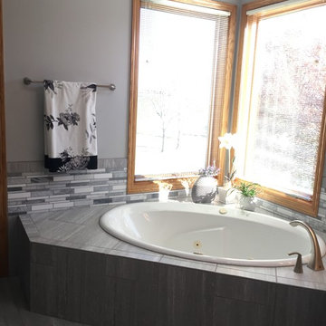 Expansive Gray Master Bathroom