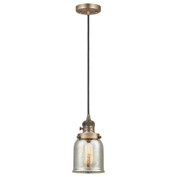 Bell Mini Pendant With Switch, Brushed Brass, Silver Plated Mercury