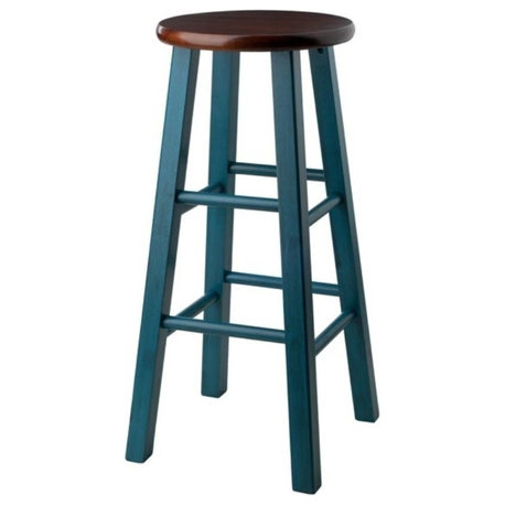 Ergode Ivy Bar Stool, Rustic Teal & Walnut