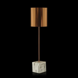 LED Table Lamp Ipsum Copper & Off White Marble - Table Lamps