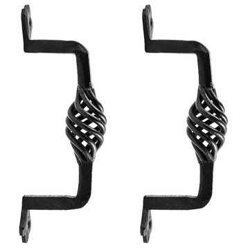 Renovators Supply 2 Pack 5.5" Black Birdcage Cabinet Pull Wrought Iron Handles