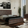 Shane Modern Acacia and Brass Bed, Queen