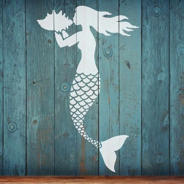 Mermaid Nautical Stencil Reusable Stencils For DIY Wall Design, Large