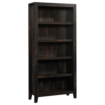 Pemberly Row Engineered Wood 5-Shelf Bookcase in Char Pine