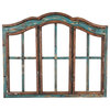 Bayview Architectural Farmhouse Window, Rustic, 31x26", Turquoise