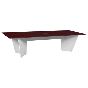 Array 120" Conference Table with Power Data Grommet- Mahogany/ White