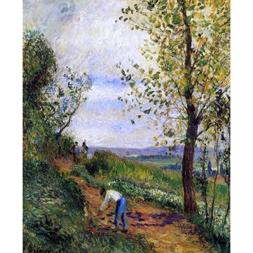 Camille Pissarro Landscape With a Man Digging, 20"x25" Wall Decal