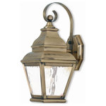Livex Lighting - Livex Lighting 2601-01 Exeter - One Light Outdoor Wall Lantern - Stately and classic, this outdoor wall lantern offExeter One Light Out Antique Brass Clear  *UL Approved: YES Energy Star Qualified: n/a ADA Certified: n/a  *Number of Lights: Lamp: 1-*Wattage:100w Medium Base bulb(s) *Bulb Included:No *Bulb Type:Medium Base *Finish Type:Antique Brass