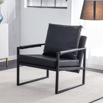 Faux Leather Accent Chair, Black