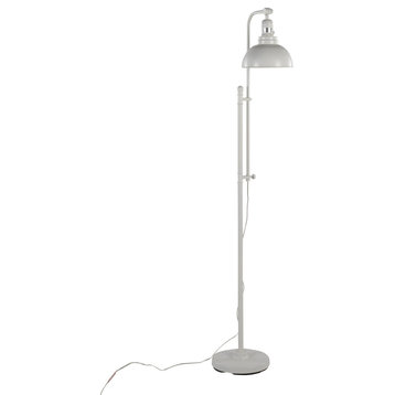Emery Industrial Floor Lamp, White Metal