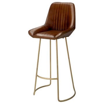 Perry Leather Bar Stool, Brown