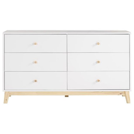 Alaterre Furniture MOD 60"W White Wood 6-Drawer Double Dresser