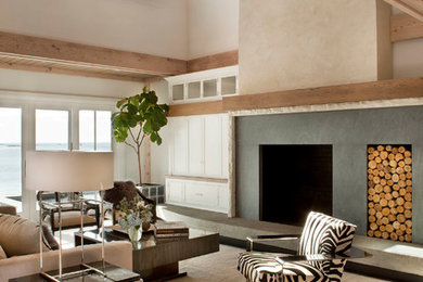 This is an example of a beach style living room in New York.