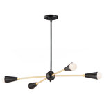 Maxim Lighting - Lovell 4-Light Pendant, Black/Satin Brass - A classic mid-century look, the Lovell collection features two sizes of sputnik chandeliers and streamlined sconces perfect for bath vanity applications. Available in a Black/Satin Brass finish combination. Light bulbs nest inside the metal cones to become an element of the design.