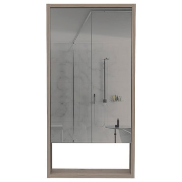 Palermo Medicine Cabinet with Large Mirror and Inner Shelf, Light Gray