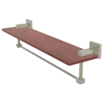 Montero 22" Solid Wood Shelf with Integrated Towel Bar, Polished Nickel